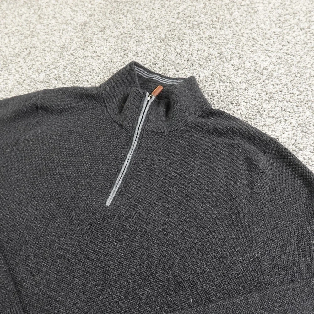 Tommy Bahama Sweater‎ Mens M Gray 1/4 Zip Mock Neck Knit Pullover IslandZone Top
